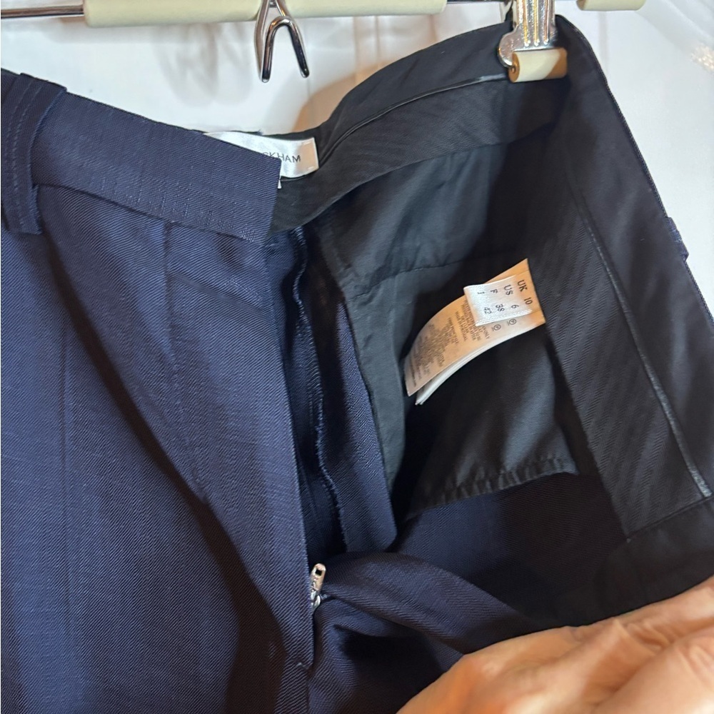 EUC Victoria Beckham Navy Women's Trousers textured viscose size 6 - Picture 10 of 11